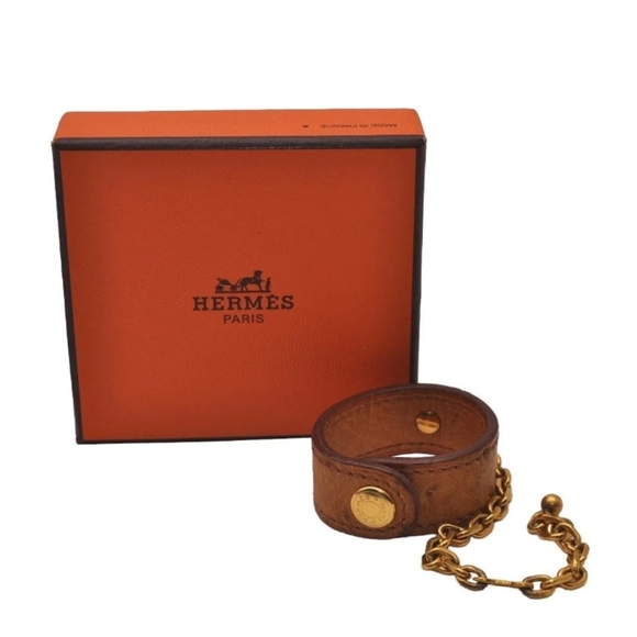 Authentic HERMES Nomade Glove Holder Leather Beige/Gold & Box - Picture 1 of 12